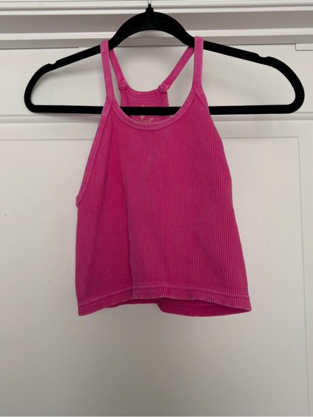 Free People Fuchsia Ribbed Cropped Tank Top